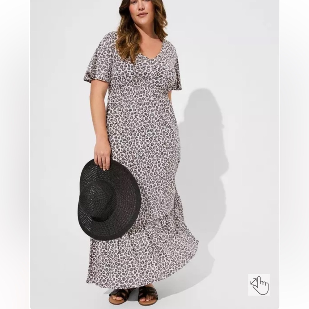Torrid Maxi Cotton Slub Babydoll Leopard Beach Dress 3X